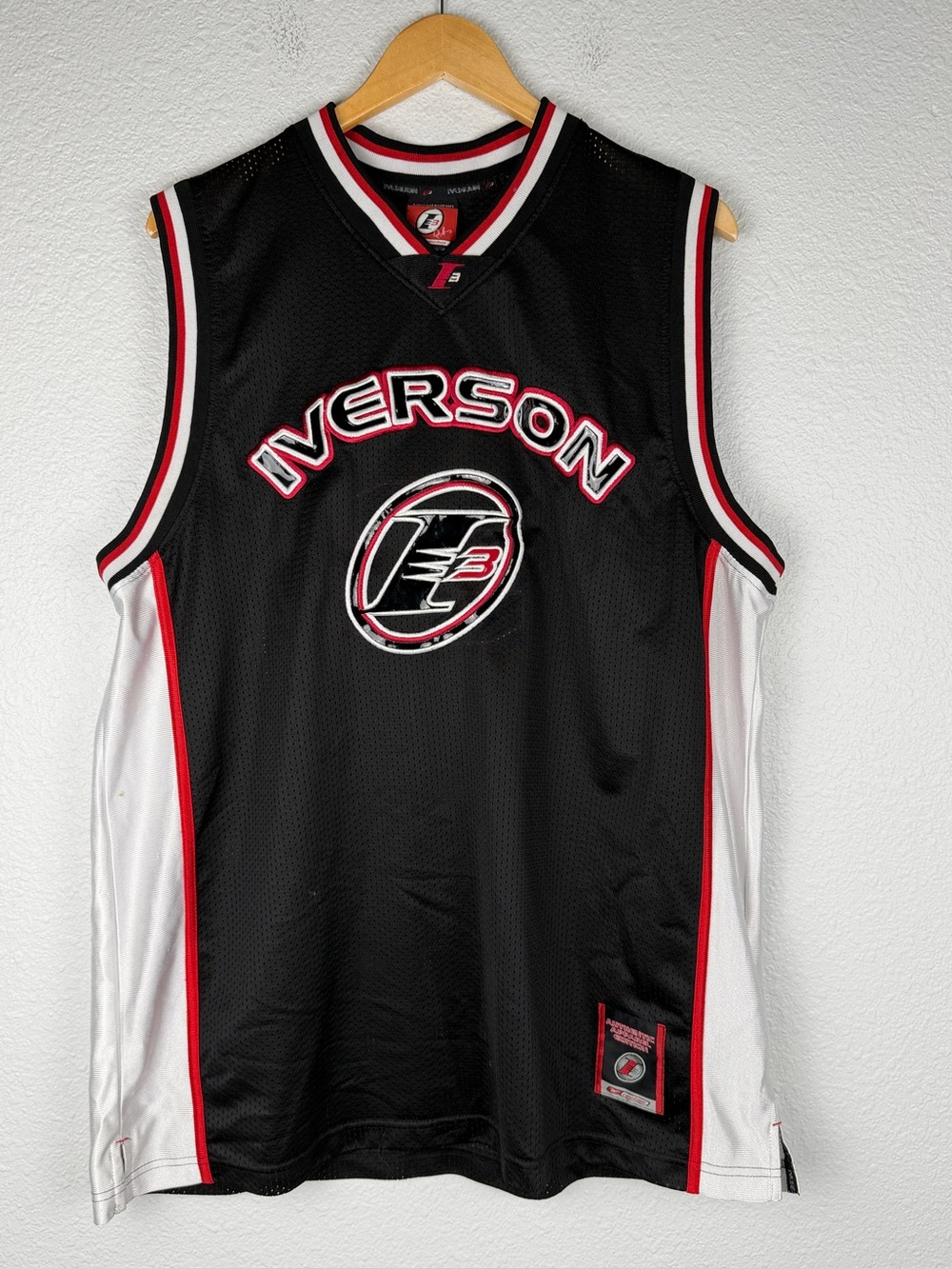 Reebok Allen Iverson 13 basketball jersey black mesh body Men’s Sz XL